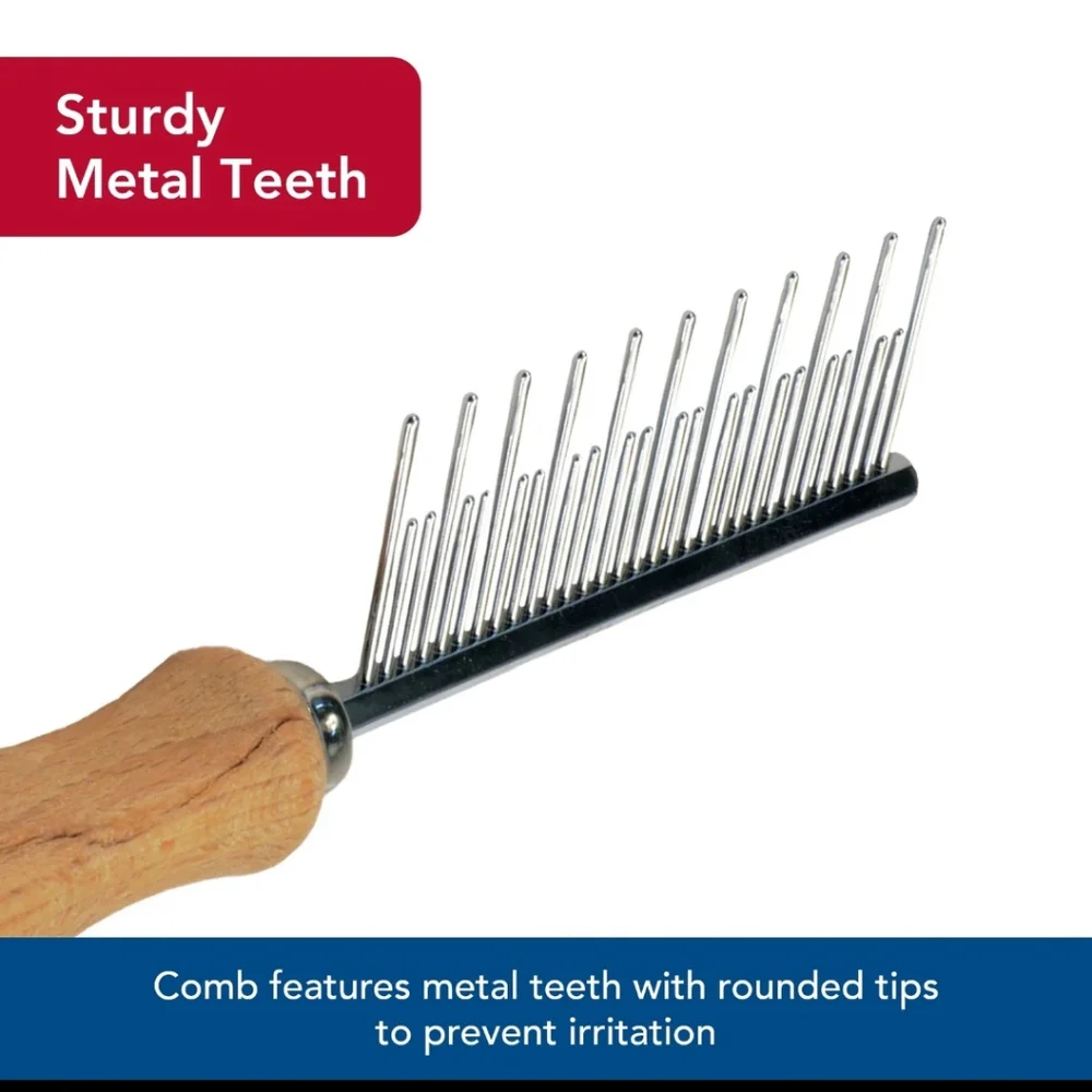 Safari Shedding Comb for Cats - Natural Wood Handle